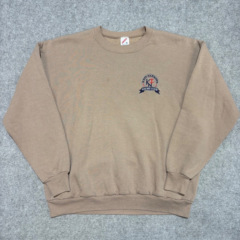 Vintage Jerzees Kent Narrows Yacht Club Sweatshirt XL Tan Brown Crewneck Sweater